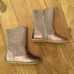 LIVIE & LUCA Toddler Girls VEGA Boots in Dusk Gray Metallic Leather Stars Size 7